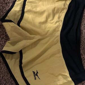 Mizuno Women's Yellow and Black Athletic Shorts